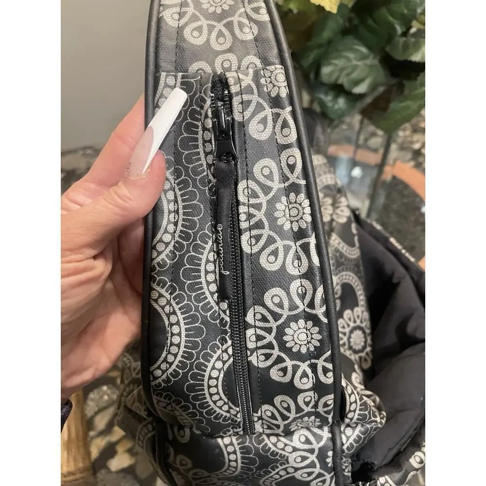 Petunia Pickle Bottom Boxy Backpack Diaper Bag Black Gray Yellow Embroidery​​​ - Picture 4 of 10